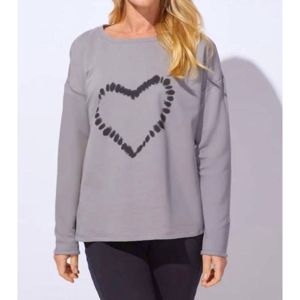 NEW ESCAPE BY HABITAT heart printed cotton fleece pullover in fog